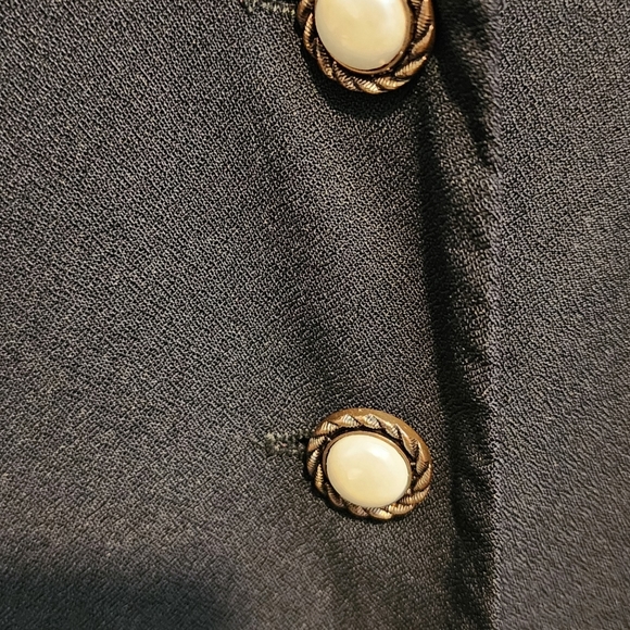 Vintage Petite Jazz Pearl Button Down Black Dress Size 6 - Picture 4 of 10